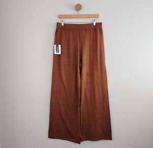 NWT Revolve Callahan Julia Ribbed Wide Leg Lounge Pants Brown L